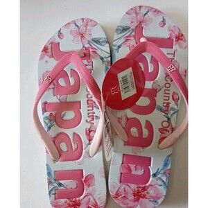 Robin Ruth Originals Womens Japan Graphic Thong Flip Flop Sandals Pink/Floral 8M